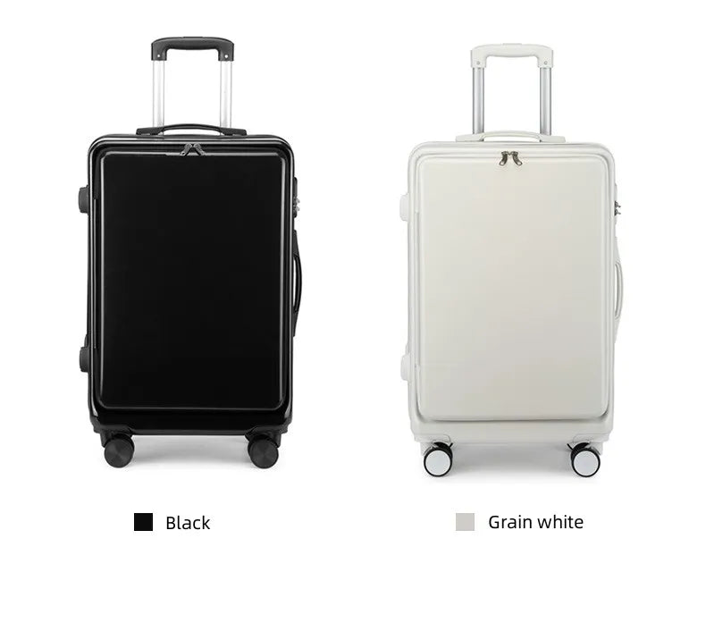 20 inch multifunctional front opening business luggage with swivel wheels and a pull rod