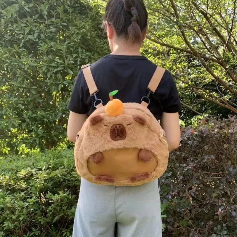 Capybara Plush Backpack Kawaii Fashion Plushie Doll Fur Bag Children's Bag Shoulder Bag Mini Knapsack Bags Gifts For Girlfriend