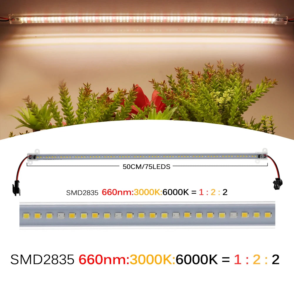 AC220V LED Grow Light 75leds LED Plant Light Bar Full Spectrum Phyto Lamp For Indoor Plants Flowers Hydroponics System