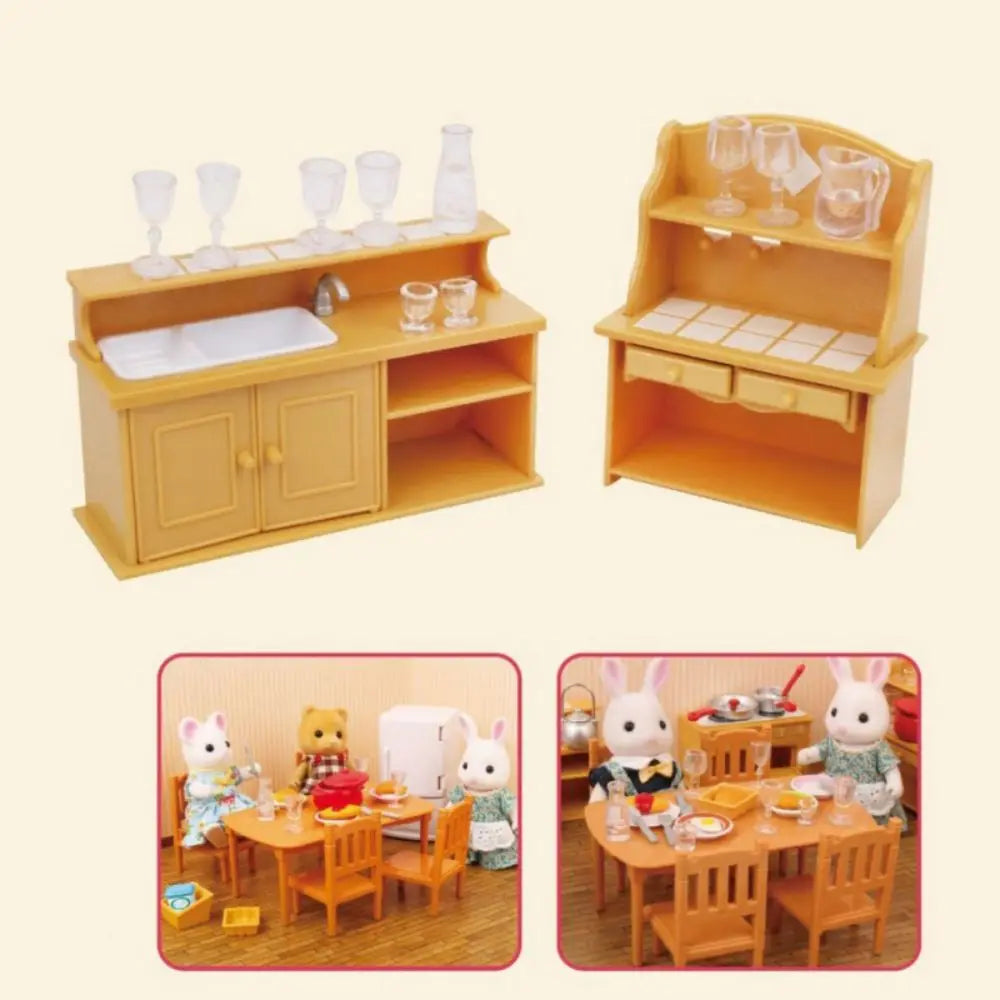 1:12Dollhouse Miniature Furniture Toys Set DIY Forest Family Kids Girls Pretend Play Furniture Toys Gift for Christmas Birthday