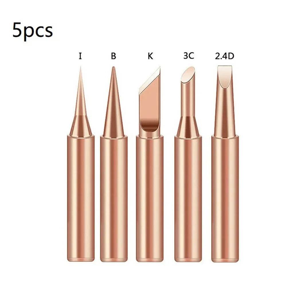 5PCS Copper Iron Tip I/B /K/2.4D/3C Set 900M-T Welding Tip Head Tools Inside Hot Bare Copper Electric Soldering Iron Tools