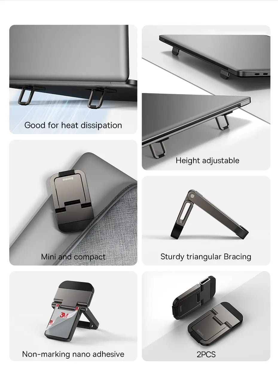 Baseus Foldable Laptop Stand Portable Notebook Support Base Holder Adjustable Riser Cooling Bracket Universal for Laptop Tablet