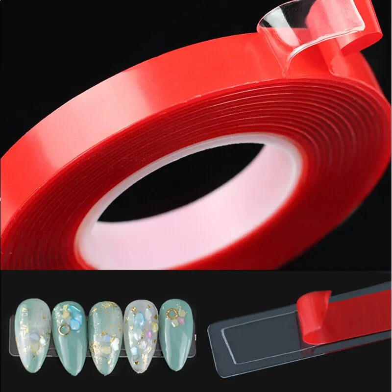 2pc Ultra Thin Transparent Red Film Double Sided Tape With HighTemperature Resistance No Marks Waterproof Adhesion Strong Adhes