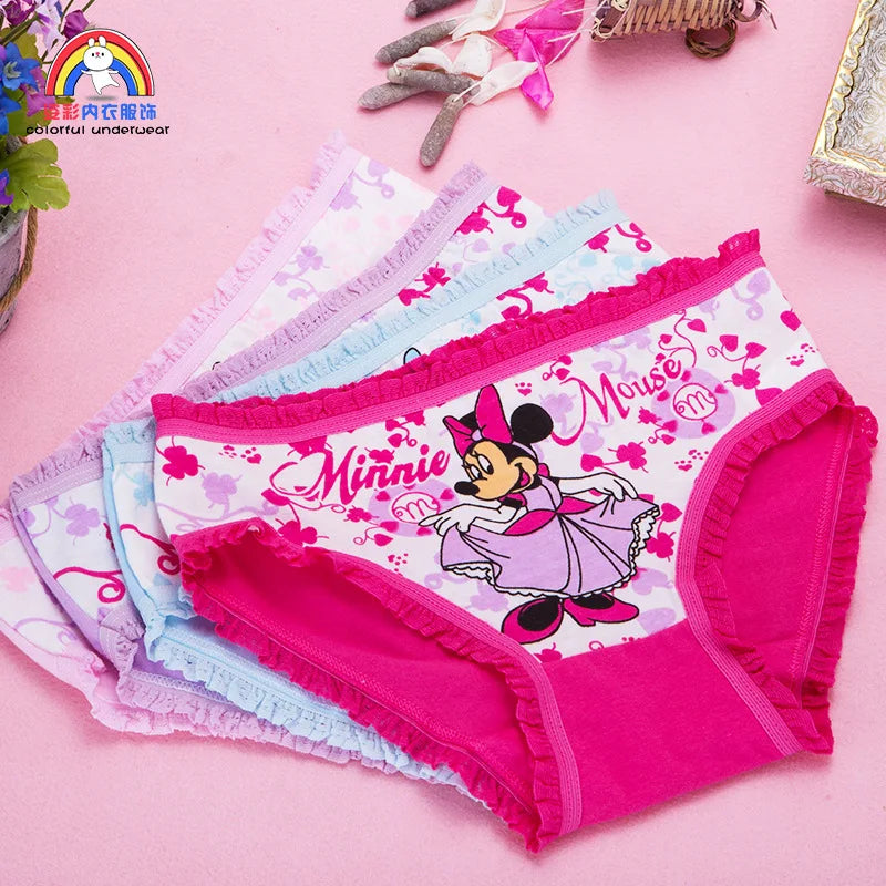 4 Pack Disney Mickey Mouse Children's Panties Classic Cute Minnie Mickey Mouse Cartoon Girls Cotton Briefs