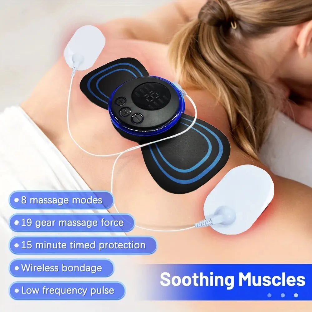 8 Modes Rechargeable Neck Massager with Remote Control EMS Low Frequency Pulse Massager For Muscle Relaxation Relief The Pain