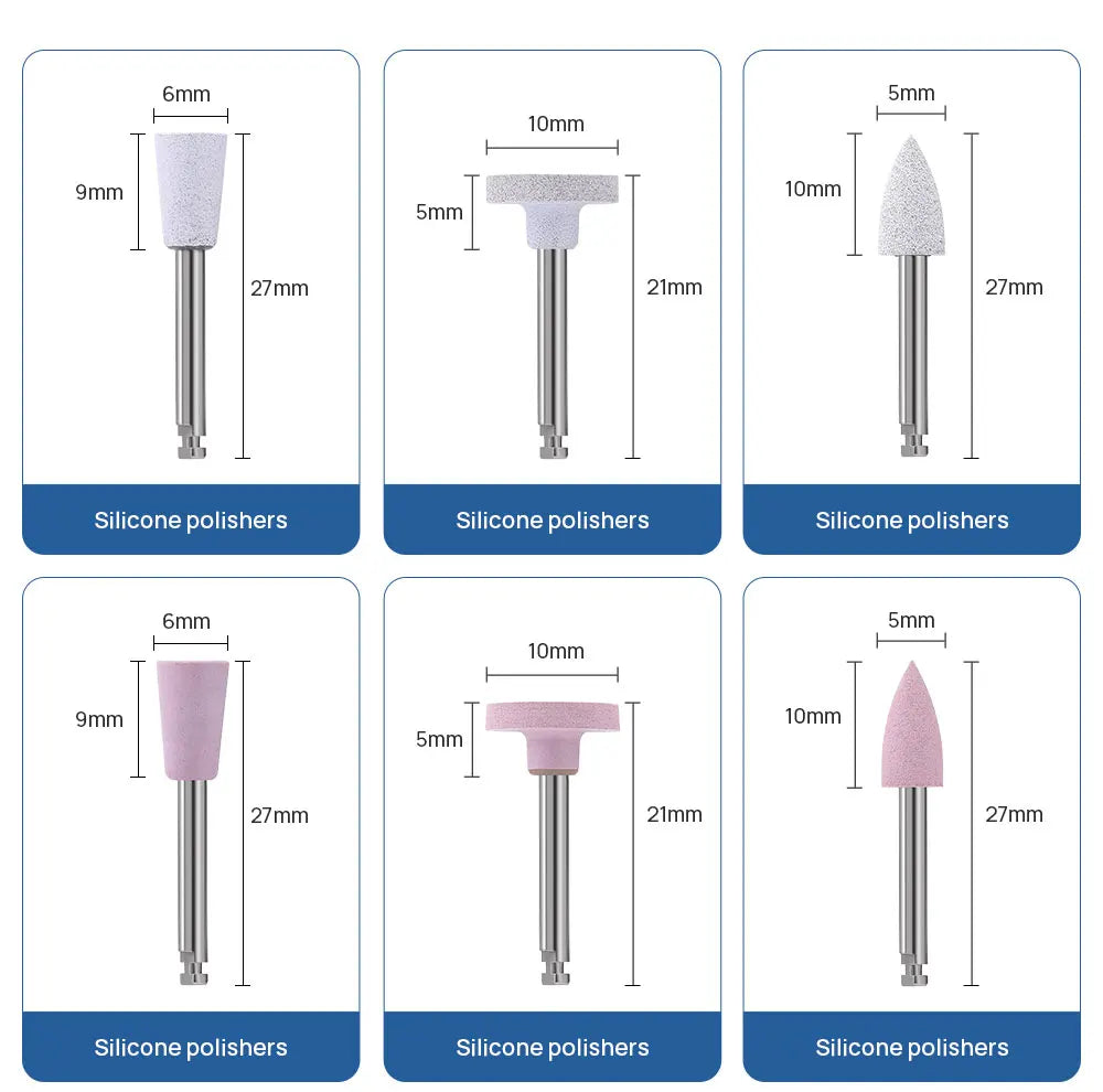 AZDENT 12PCS/Box Dental Composite Polishing Kit RA 2.35mm Polisher for Low Speed Hanpiece Porcelain Natural Teeth Nail Polishing