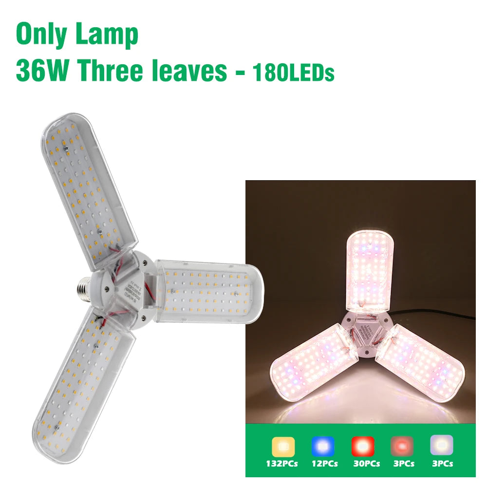 24W 36W 48W Foldable LED Grow Light Full Spectrum E27 Plant Growing Light Phytolamp Bulb For Indoor Plants Flower Seedling