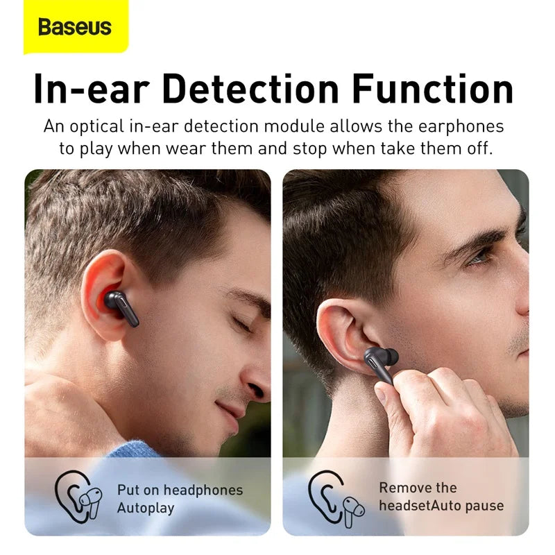 Baseus SIMU S2 Earphones True Wireless Bluetooth 5.0 Headphones TWS ANC Earbuds Active Noise Cancellation Fone Headset Gamer Pro