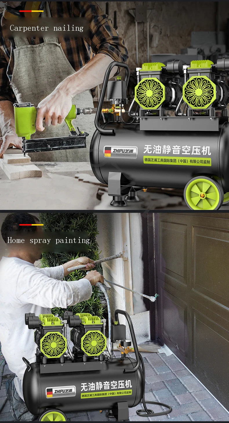 220V Silent Oil-free Air Compressor 12/30/50L Portable Air Compressor Spray Painting High-pressure Air Pump Car Air Compressor