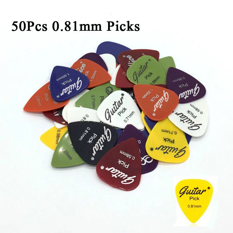 50Pcs/Set Electric Guitar Pick Acoustic Music Picks Plectrum 0.58/0.71/0.81/0.96/1.20/1.50mm Thickness Guitar Accessories GYH