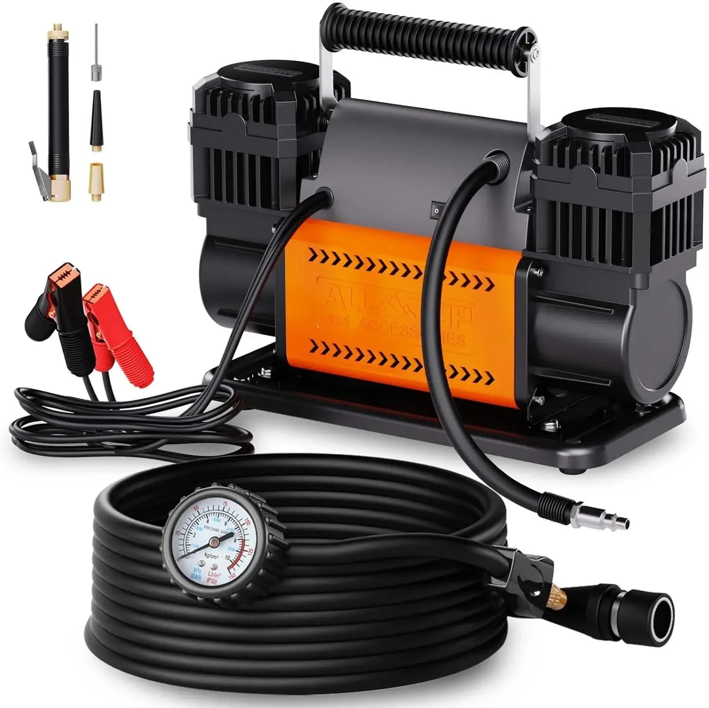 Air Compressor Kit Dual Cylinder 12V Portable Inflator 12.35 ft³/Min Offroad Air Compressor Pump for Truck Tires