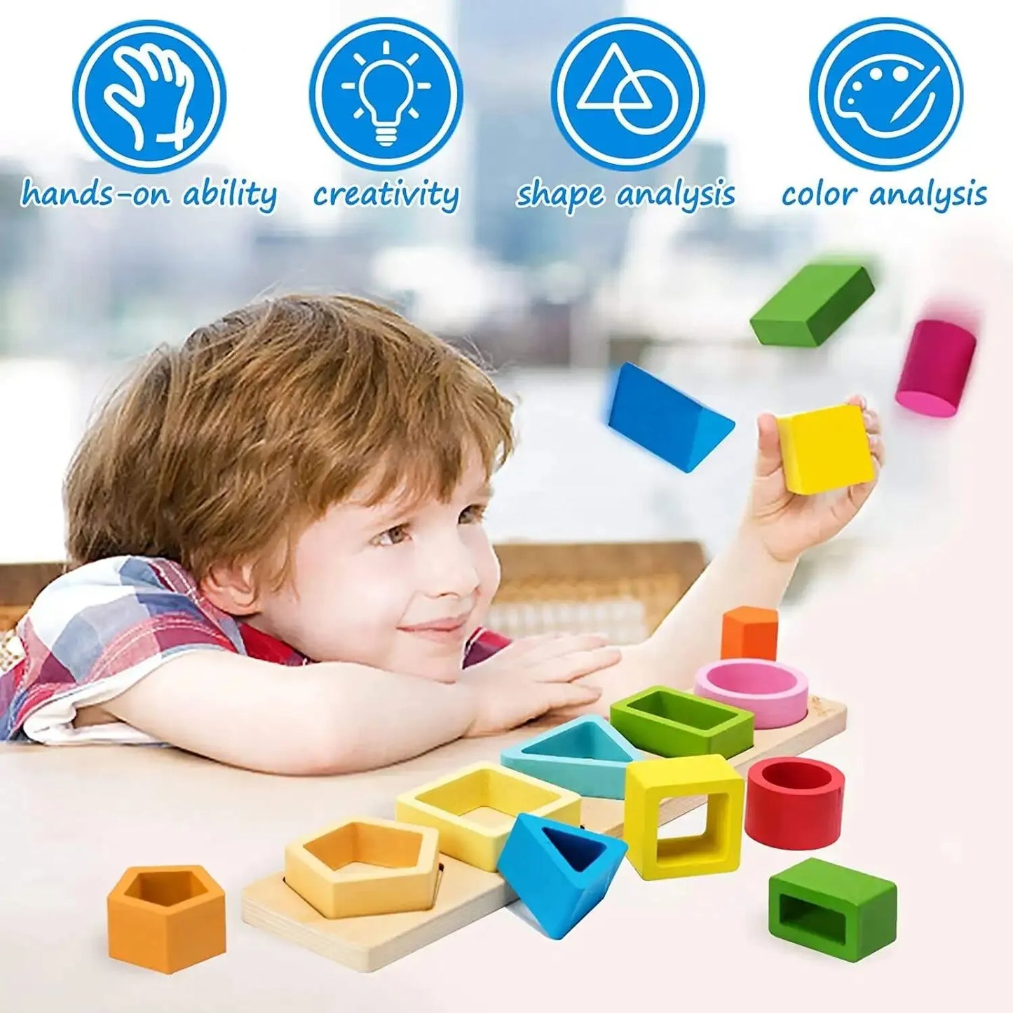 Children's Wooden Category Stack Toy Education Color Shape Classification Instrument Puzzle Toys