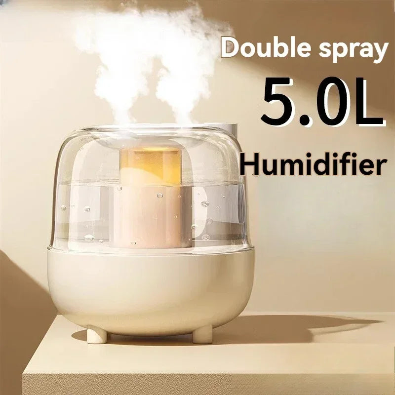 5L Large Capacity Spray Humidifier Night Light Hydrating and Hydrating Quiet Operation Triple Filter Water Can Add Essential Oil