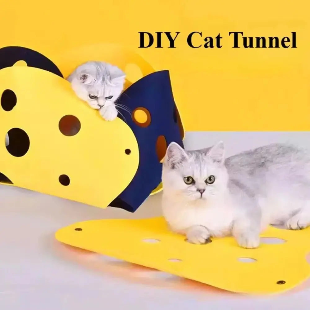 1PC Cat Tunnels Bed Foldable Pet Tunnel Tube Bed with Holes DIY Cats Play Mat Cat Activity Rug Toy for Interactive