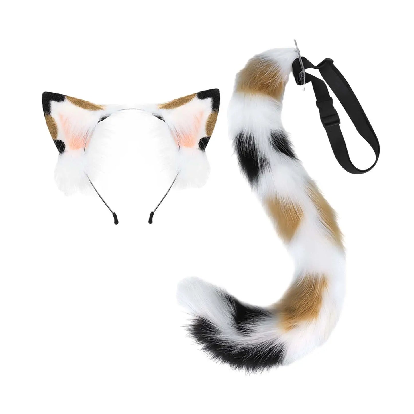 Cat Ears Headband and Tail Animal Ears Costume Accessories Wolf Ears for Prom Night Club