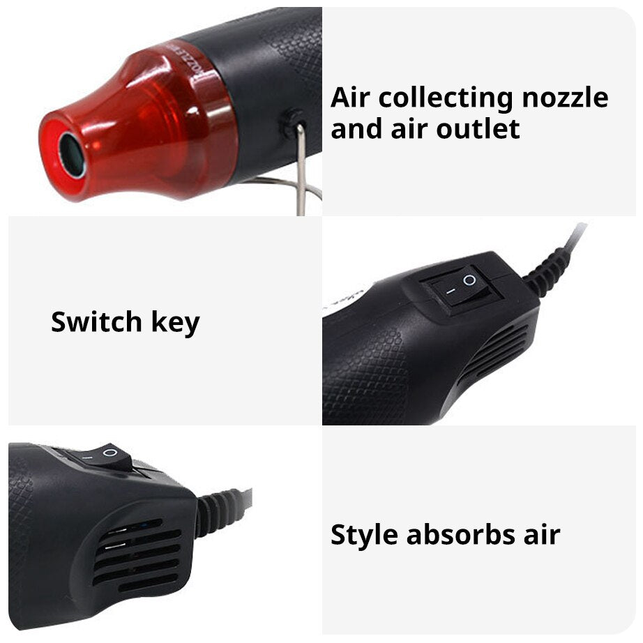 300W Heat Gun Hot Air Electrical Power Mini Gun Blower Handheld with Heat Shrink Butt for DIY Soldering Craft Embossing Wrapping