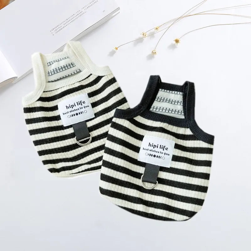 2024 Dog Vest Summer Puppy Clothes Striped Dog Clothing Cotton Suspenders Dog Apparel Chihuahua French Bulldog Girls Dog Costume