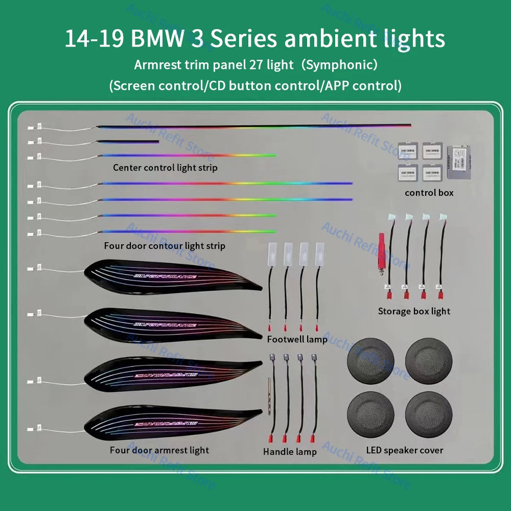 Car LED Ambient Light For BMW 3/4 Series 3GT F30 F31 F32 F34 App Control 256 Colour Symphony Decorative Lamp RGB Accessory Refit