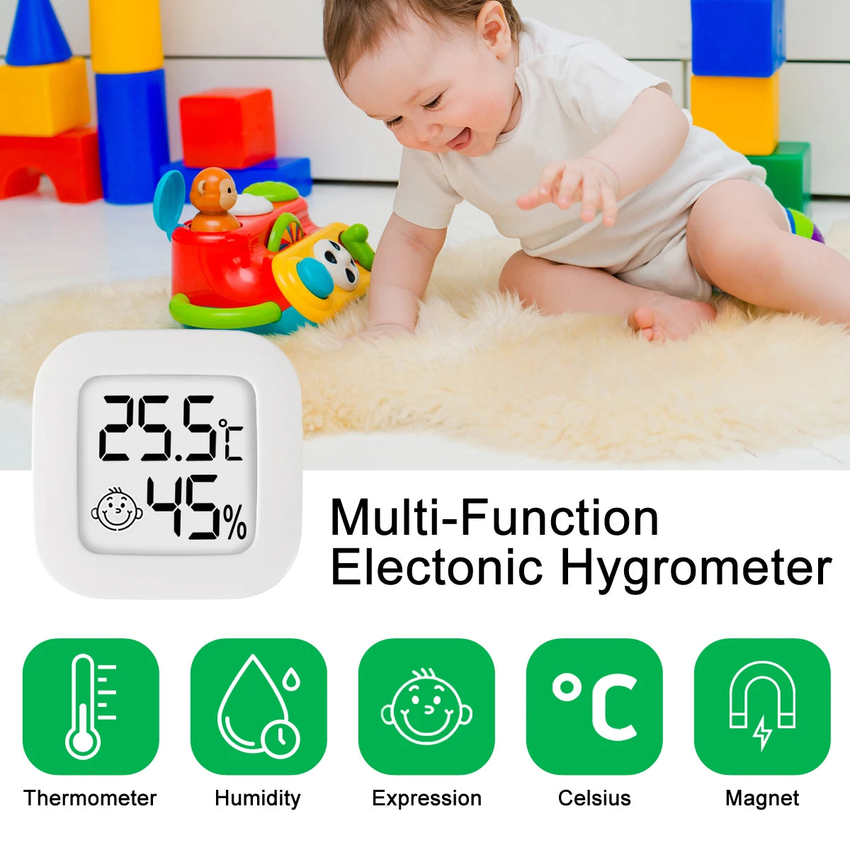 4pcs Digital Thermometer Hygrometer Indoor Mini Temperature LCD Electronic Monitor Hygrometer Outdoor Room Baby