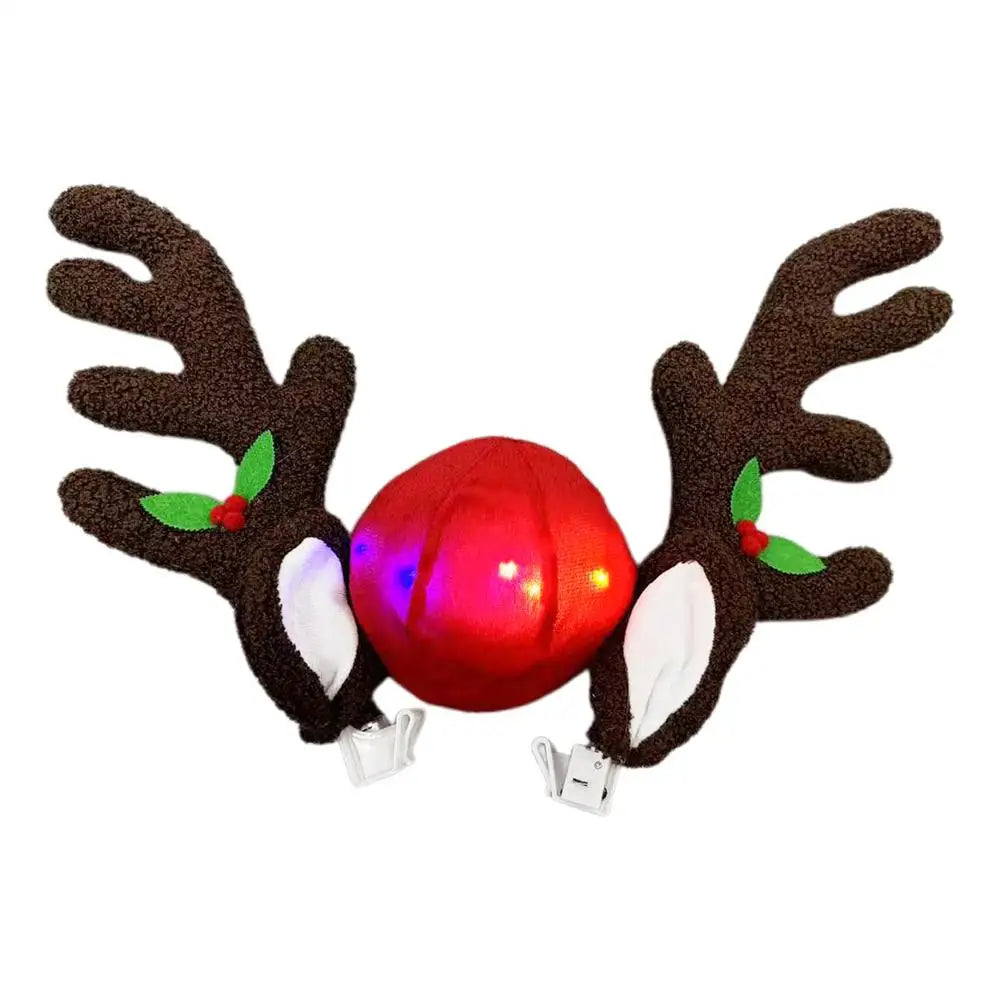 Christmas Car Decoration Accessories LED Lighted Up Reindeer Deer Antlers Car Costume Accessories For Trucks Cars Autos