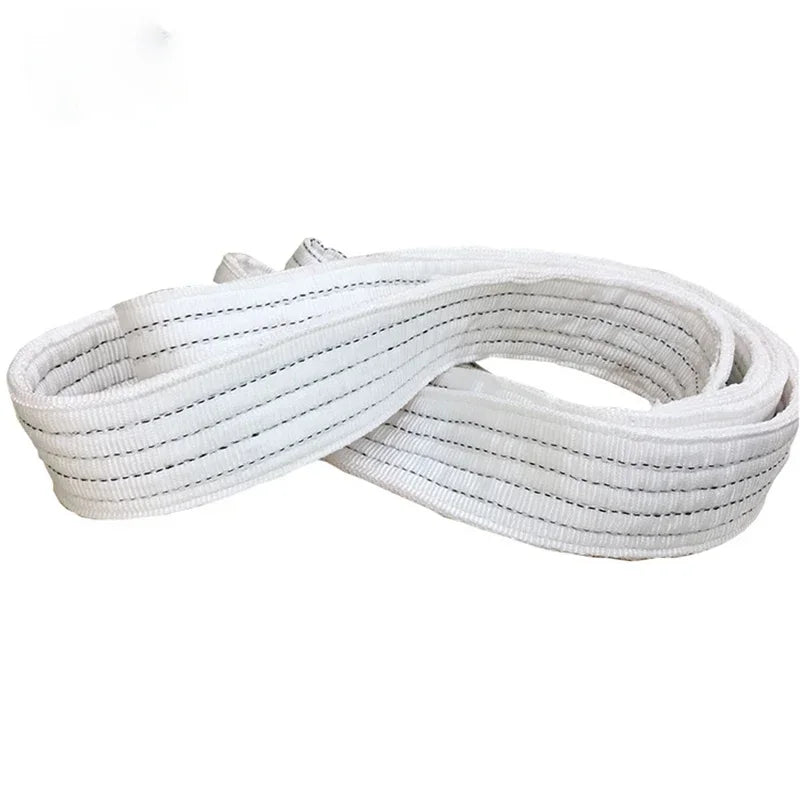 1Tx3M 1Tx1M 2Tx1M Industrial Lifting Belt Wear Resistant White Flat Lifting Belt Trailer Sling Crane Hoisting Cargo Polyester