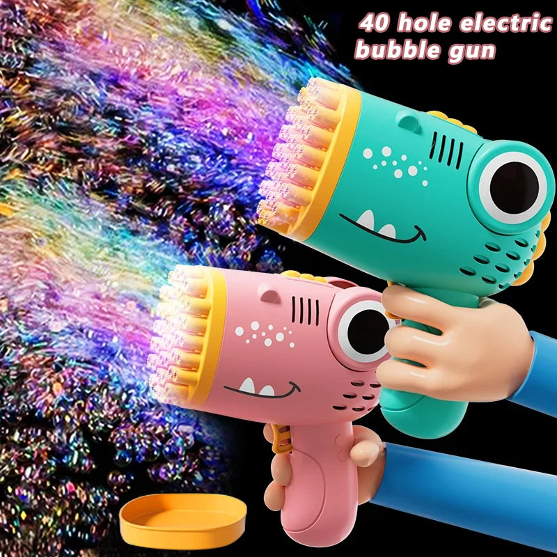 40 Hole Dinosaur Bubble Gun Toys Children Fully Automatic Electric Handheld Bubble Machine (Without Battery and Bubble Water)