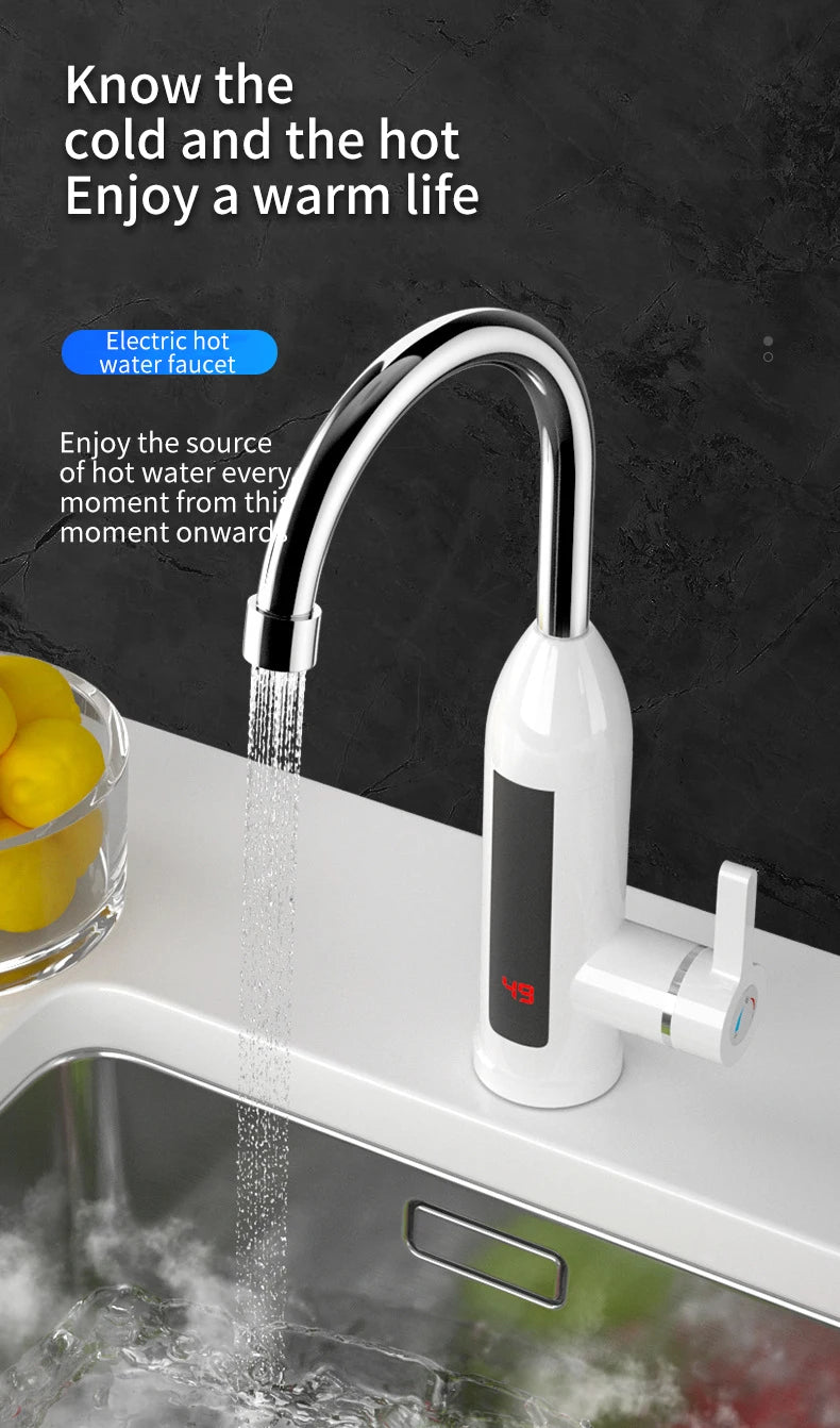 3000W 220V Electric Kitchen Water Heater Tap Instant Hot stainless steel Water Faucet Heater Cold Heating Faucet