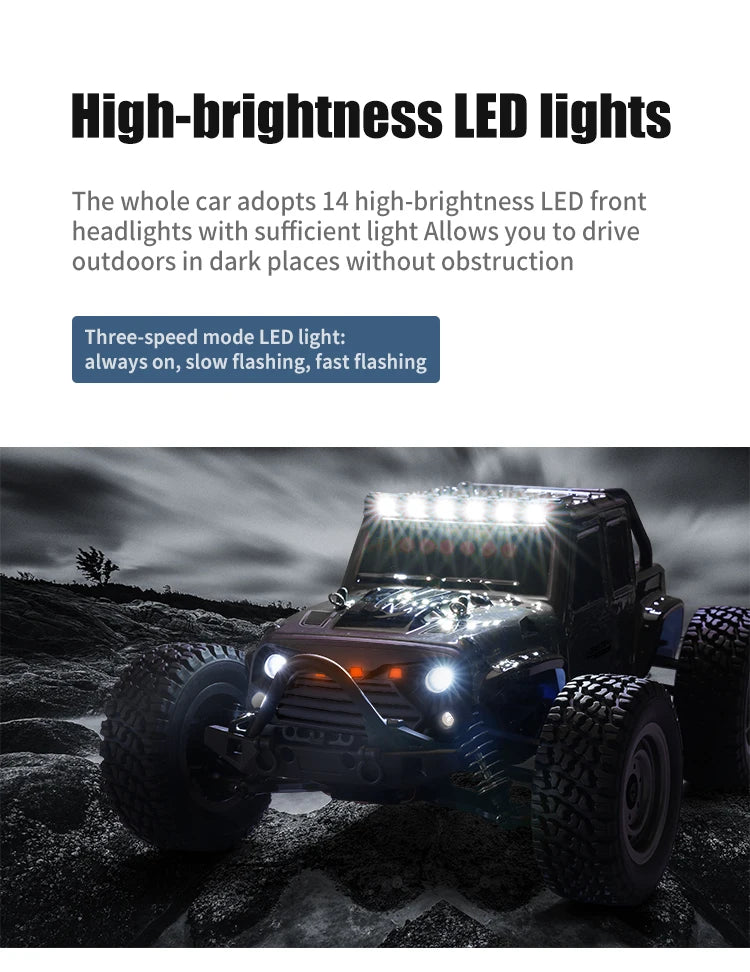 1:16 70KM/H Or 50KM/H 4WD RC Car With LED Remote Control Cars High Speed Drift Monster 4x4 Truck for Kids vs Wltoys 144001 Toys