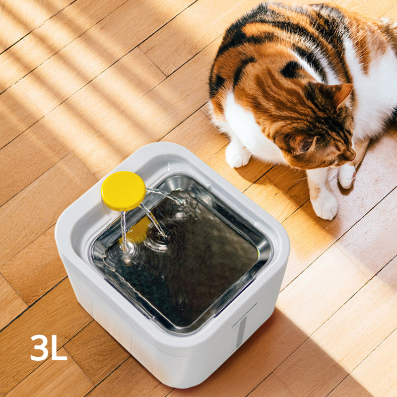 Automatic Cat Water Fountain with Stainless Steel Tray Recirculate Filtering Pet Cats Water Dispenser Auto Cat Drinker