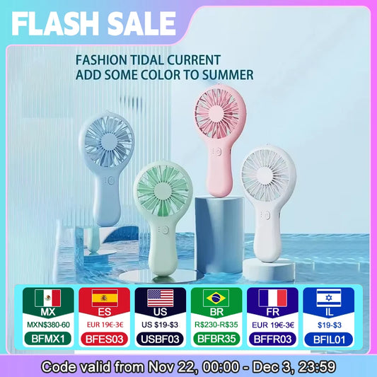 Creative Mini Handheld Small Fan USB Charging Portable 3 Speed High Wind Desktop Office Travel Pocket Fan Student Quiet Chroma