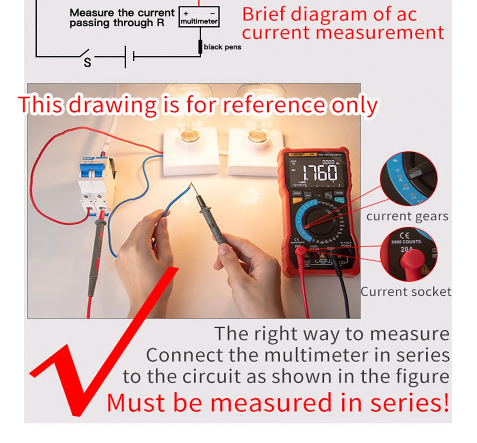 ANENG SZ08 Digital Ultra-thin Multimeter Storage Professional Meter Auto Voltmeter AC DC 220V Resistance Handhold Testers