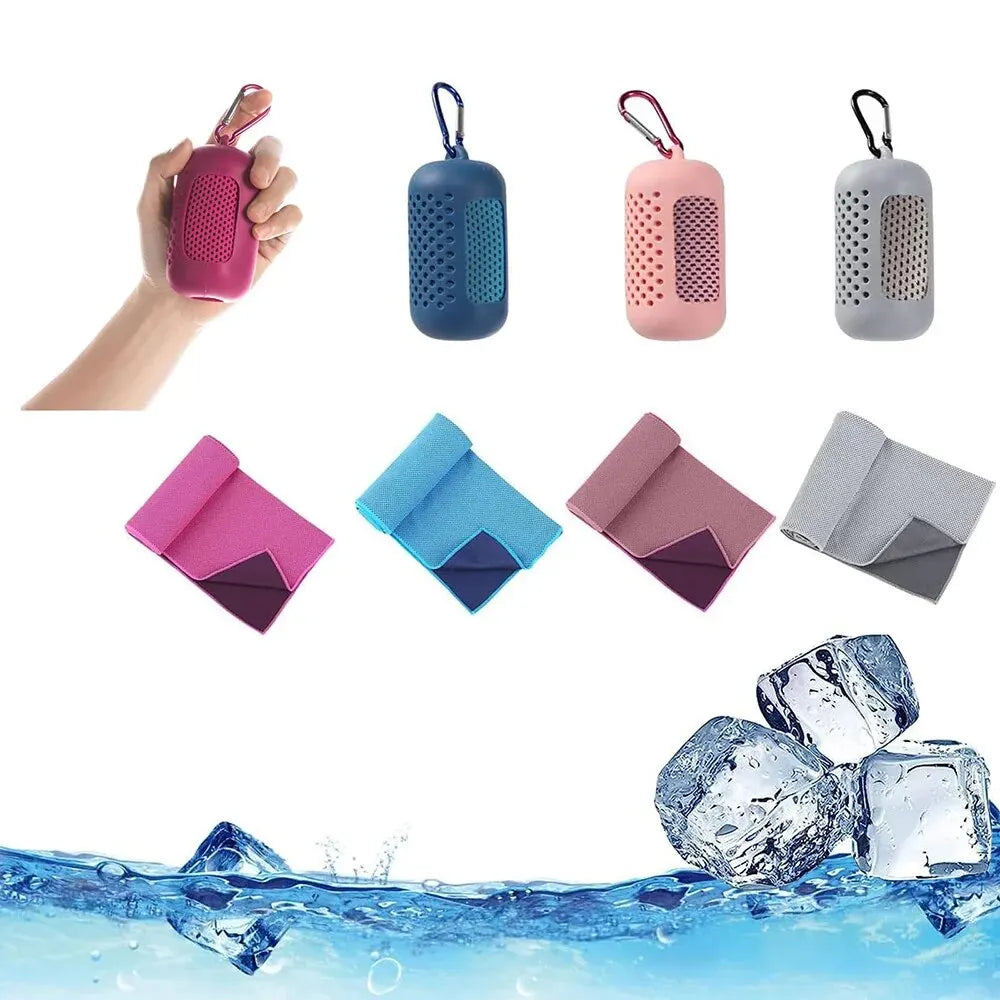 Circular Silicone Wrapped Cold Towel Cooling Towel Quick Drying Microfiber Towels Beach Accessories Towel Sport Fitness 1PC