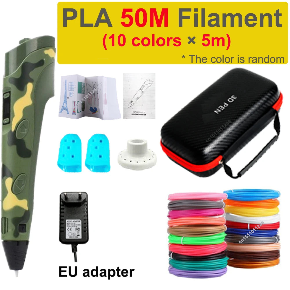 3D Printing Pen Children 3D Pen DIY Drawing Pens PLA Filament Birthday Christmas Boys Girls Gift For Kids With Travel Case