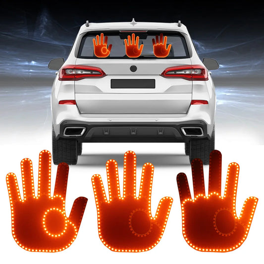 Car Funny 6 Models Hand Shape Light with Remote Road Car LED Hand Gesture Sign Light Warning Light with Remote for Rear Window