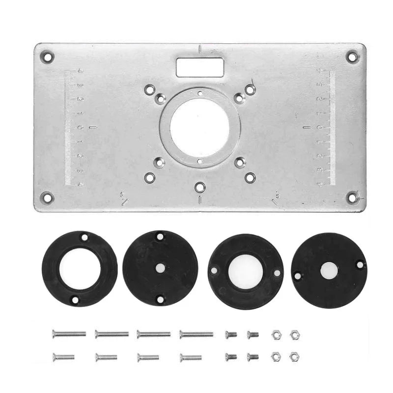 Aluminium Router Table Insert Plate Table For Woodworking Benches Router Plate Wood Tools Milling Trimming Machine With Rings