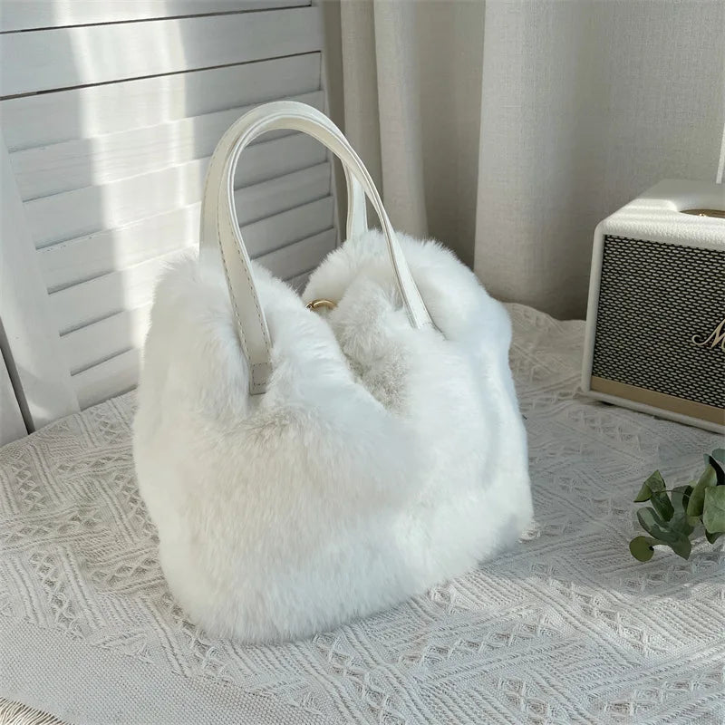 2023 NEW Womens Bag Trend Crossbody Bags Luxury Designer Plush Faux Fur Shopper Female Handbag Furry Shoulder Tote Cute Purses