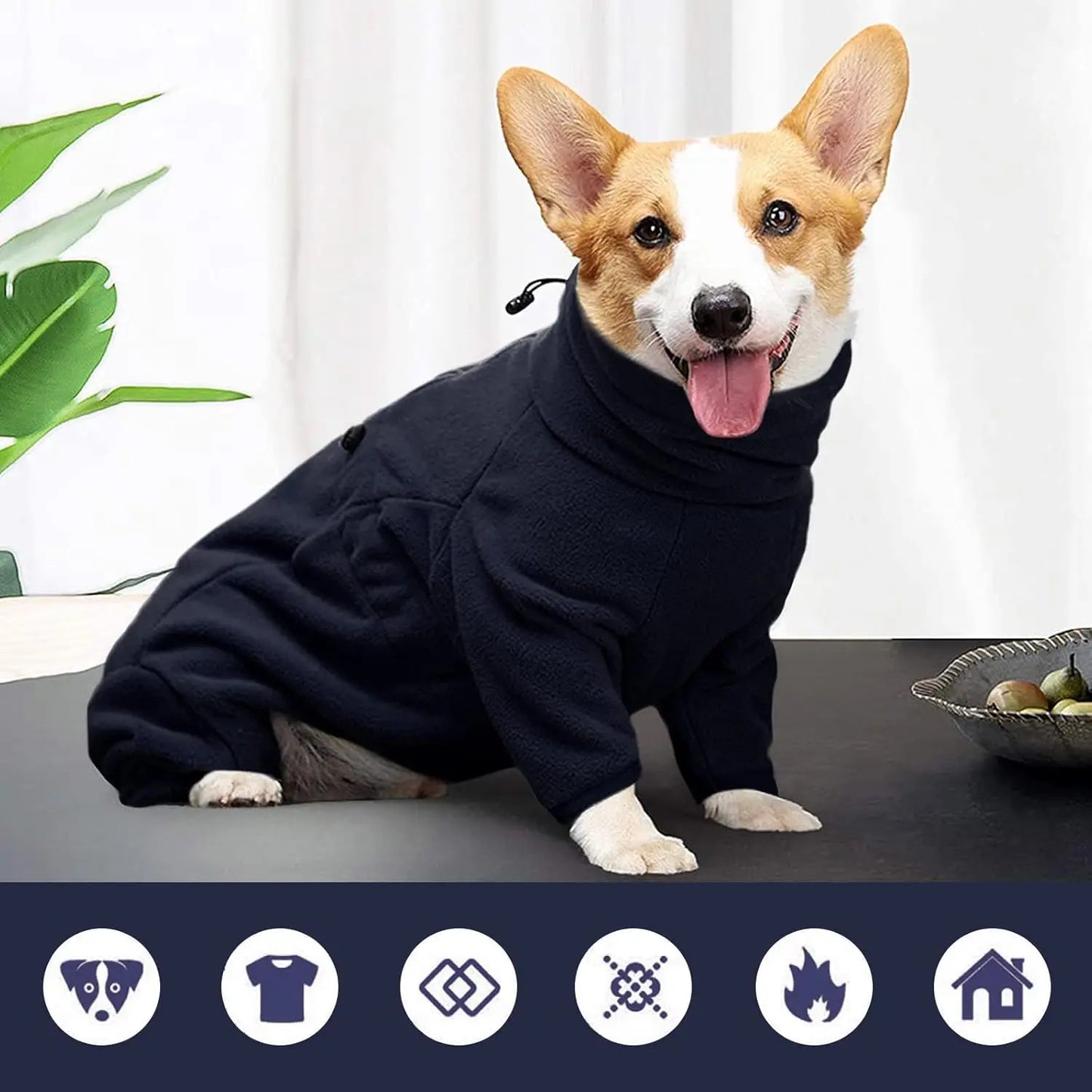 ATUBAN Dog Winter Coat Soft Fleece Pullover Pajamas, Pet Windproof Warm Cold Weather Jacket Vest Cozy Jumpsuit Apparel Clothes