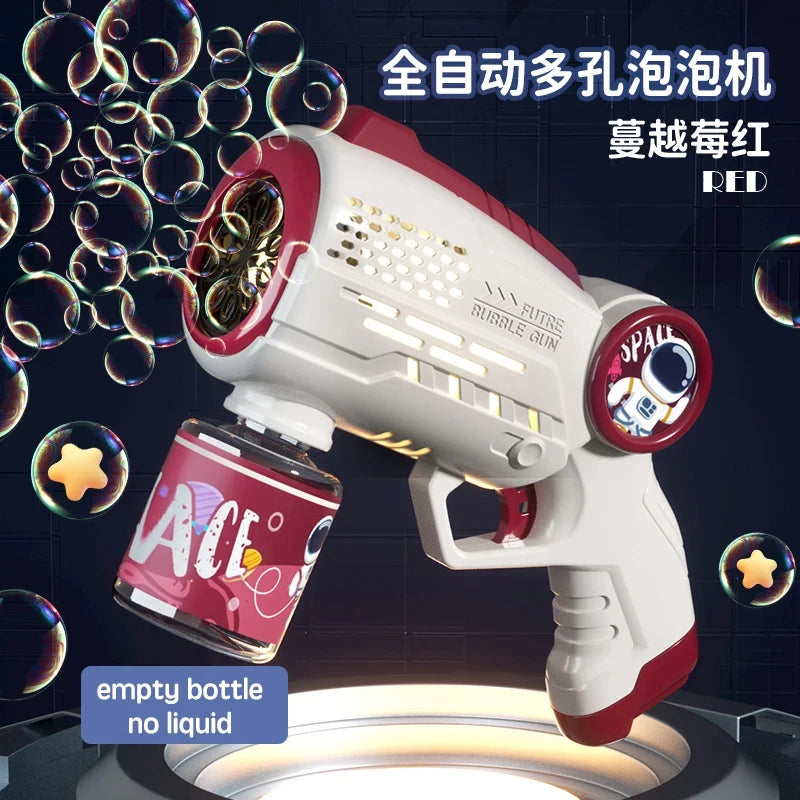 Astronaut Electric Automatic Light Bubble Machine Bubbles Gun Summer Beach Bath Outdoor Game Fantasy Toys for Children Kids Gift