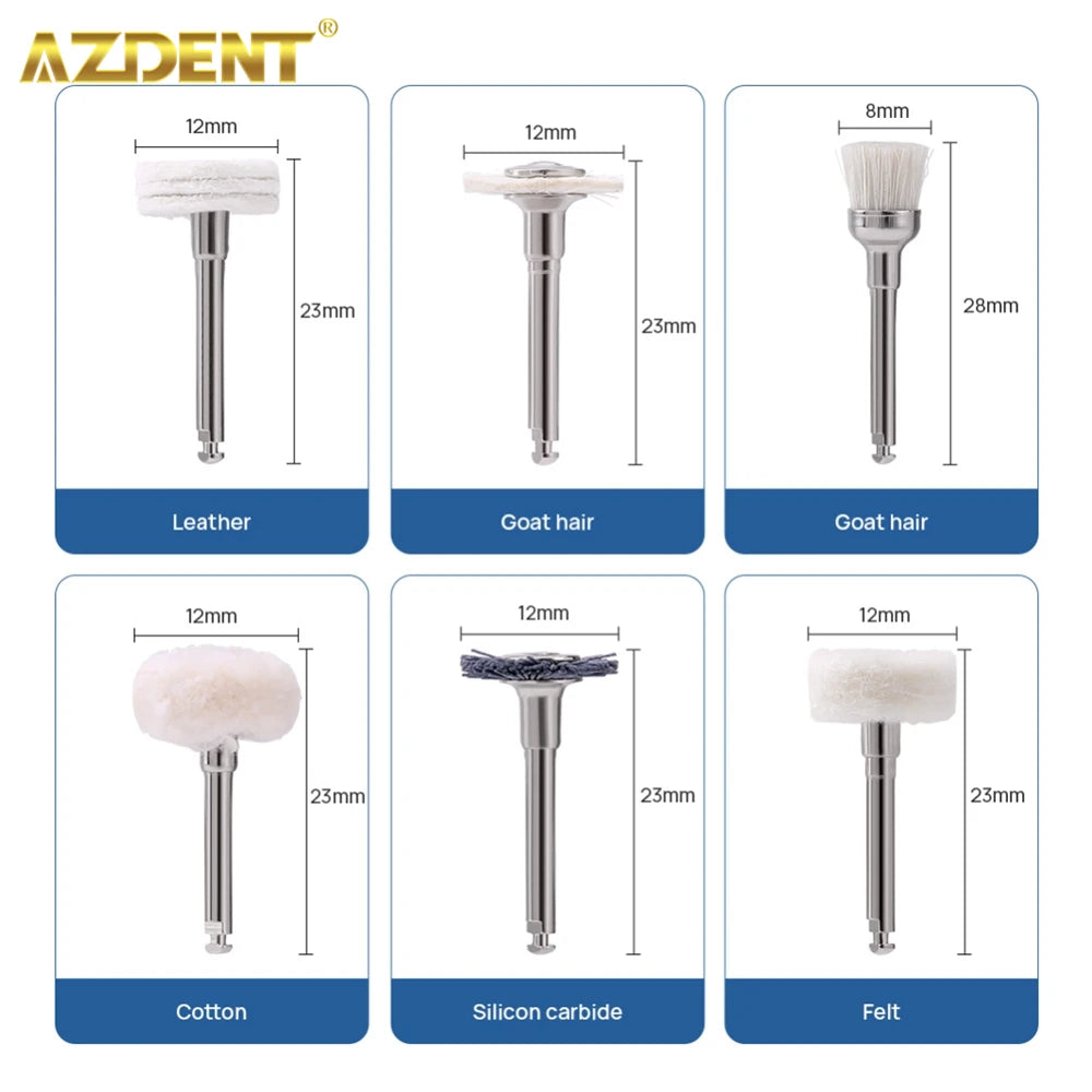 AZDENT 12PCS/Box Dental Composite Polishing Kit RA 2.35mm Polisher for Low Speed Hanpiece Porcelain Natural Teeth Nail Polishing