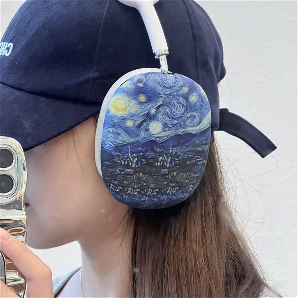 Art Painting Case for Apple Airpods Max For Headphone Airpods Max Protect Anti fall Case Wave The Starry Night Design Fashion