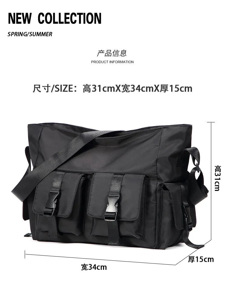 Casual Large Capacity Waterproof Messenger Shoulder Bag Men Crossbody School bag for Teenage Outdoor Man Black Big Travel Bags