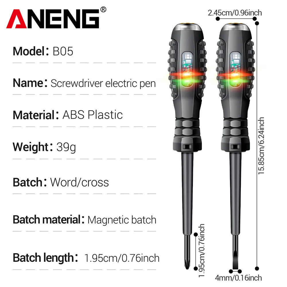 ANENG B05 Word/cross Screwdrivers Neon Bulb Indicator Meter Electric Pen Insulated Electrician Highlight Pocket Tester Pen Tools