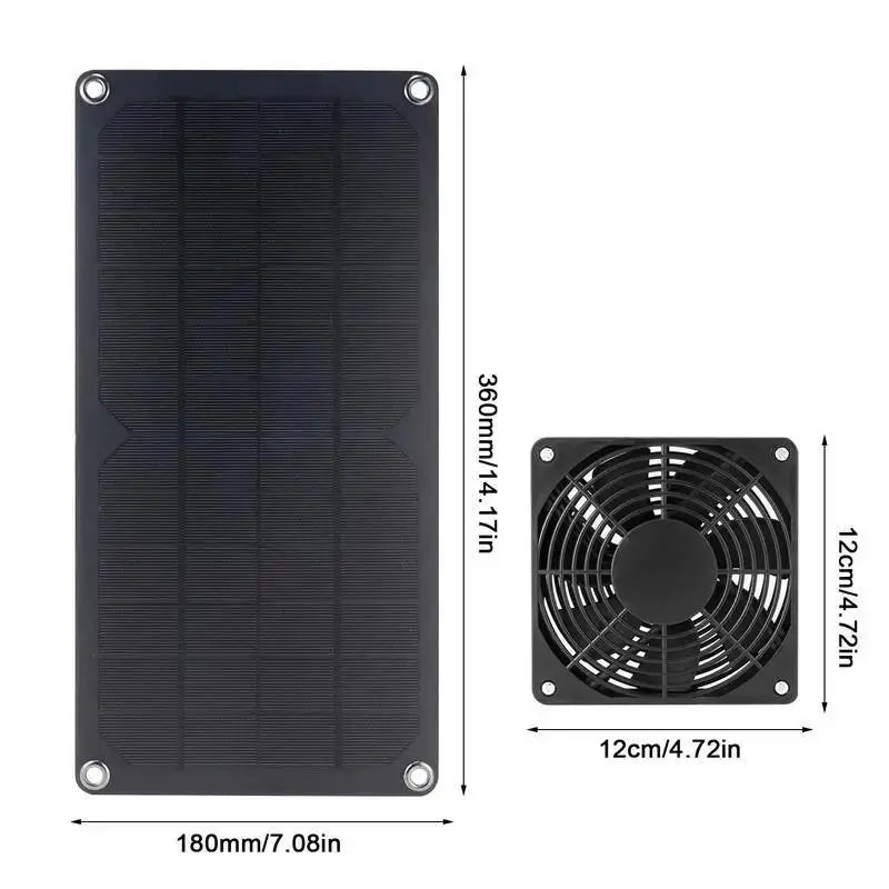 30W Monocrystalline Solar Panel DC5521 Output Charge 12V Battery PV Plate Pet Exhaust Fan Chicken Dog Cat Solar Air Flow Fan