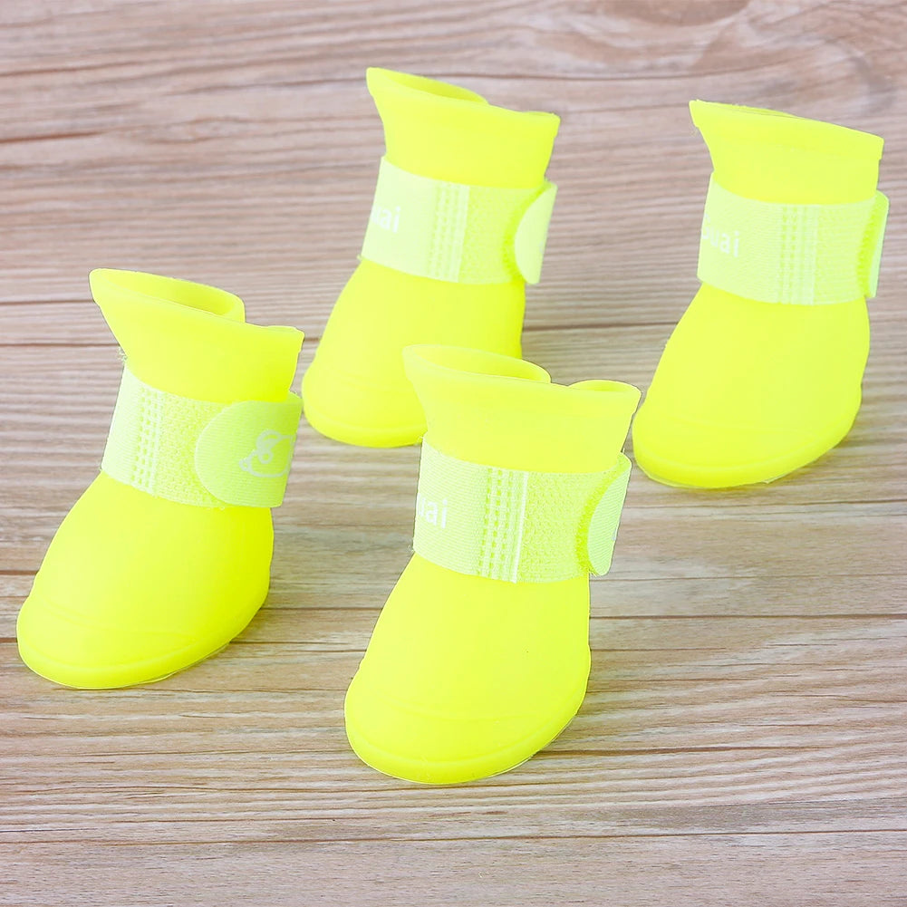 4Pcs S/M/L Size Dog Cat Rain Shoes Pet PVC Shoes Waterproof Rubber Booties Durable Cats Shoes For Large Medium Small Dogs