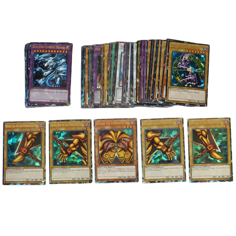 66-148PCS Yugioh Cards with Tin Box Yu Gi Oh Card English Holographic Golden Letter Duel Links Game Card Blue Eyes Exodia