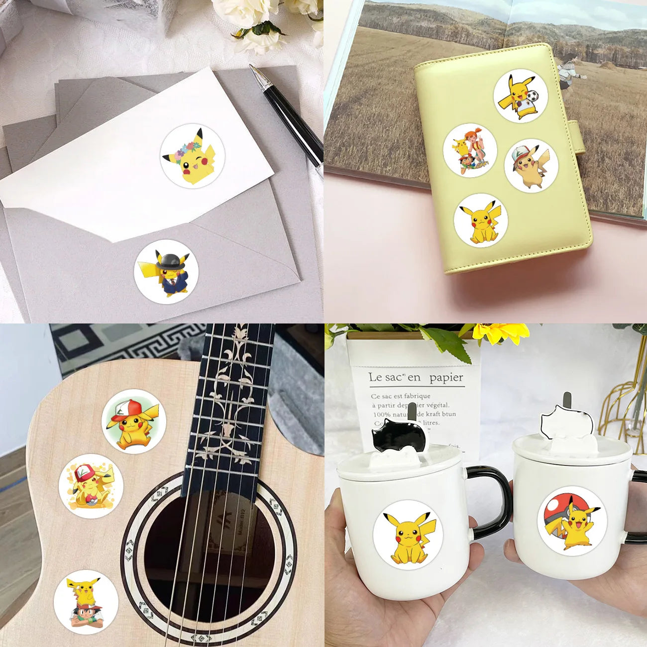 500/2000pcs Pokemon Pikachu Sealing Stickers Cute Cartoon Anime Stickers Round Diy Decor Album Diary Label Graffiti