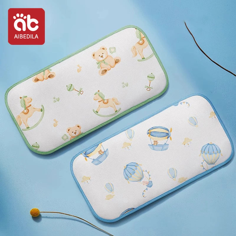 AIBEDILA 1/2pcs Baby Pillow Ice Silk Newborn Head Protection Pillow Breathable Infant Boys Girls Baby Sleeping Pillows