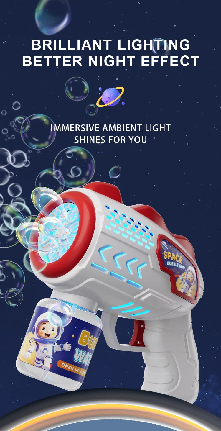 Astronaut Electric Bubble Gun Kids Toy Bubbles Machine Automatic Soap Blower with Light Summer Outdoor Party Games Children Gift