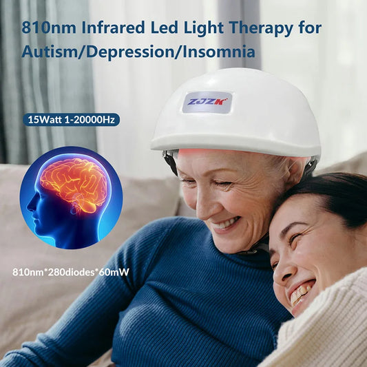 ZJZK Professional Photobiomodulation LED 810nm Cap for Migraine Headache Relief & Parkinson Alzheimer Dementia Stroke Treatment