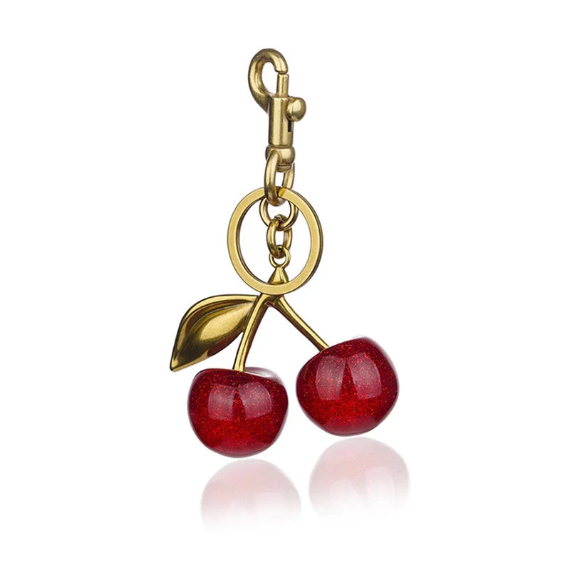 Cherry Charm Handbag Pendant Keychain for Women's Exquisite Internet-famous Crystal Cherry Bag Accessories High-Grade Pendant